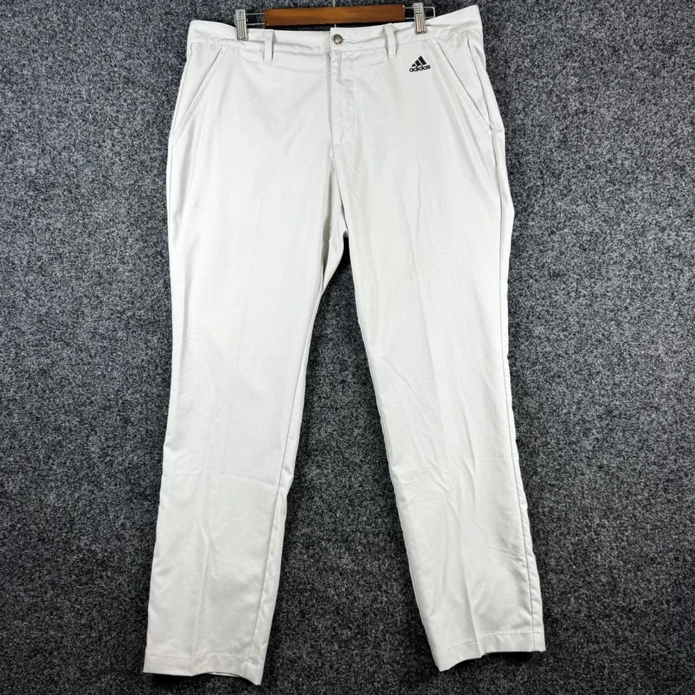 Adidas Mens Golf Pants Light Gray Flat Front Performance‎ Trousers 36x32